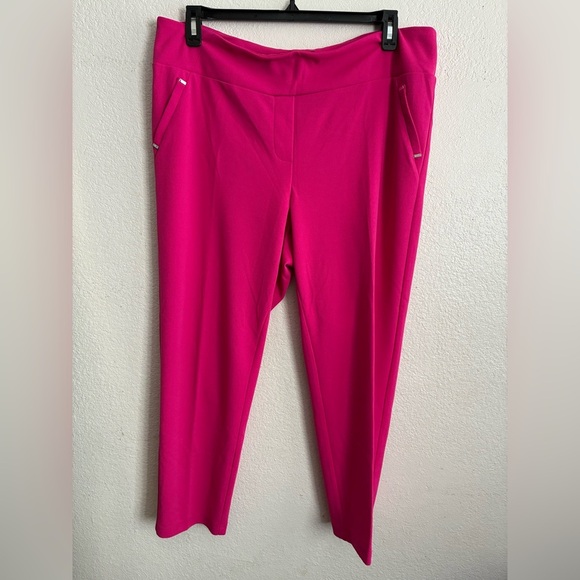 Soho Women’s Plus-Size Classic Straight-Leg Mid-Rise Hot Pink Pants 2X - Picture 2 of 9